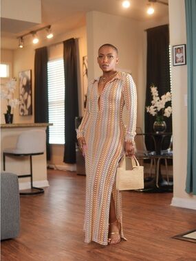 Striped Knit Maxi Dress in Pastel Multi